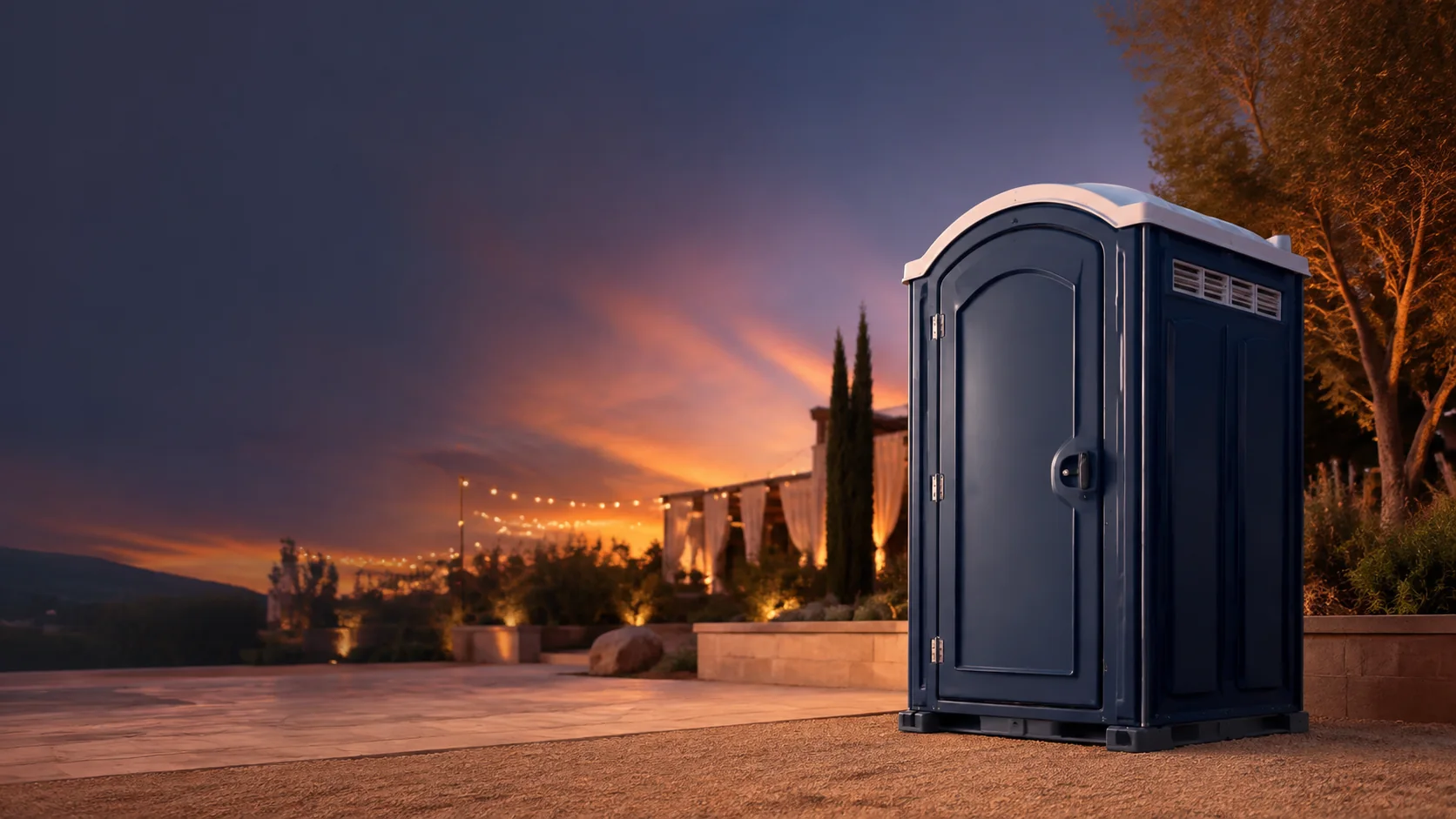 Portable restroom shown for rental planning in Memphis, TN